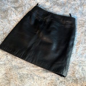 Siena Studio sexy lambskin genuine black leather skirt A line